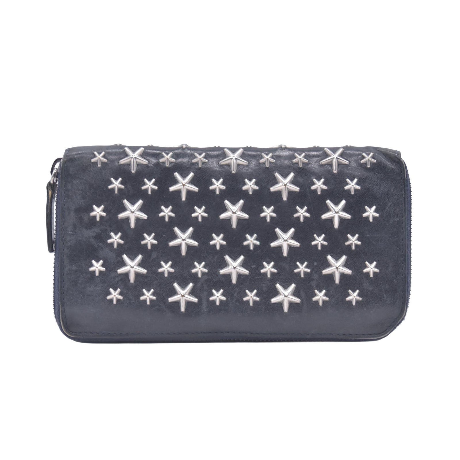 Jimmy Choo Star Zip Around Wallet Black CONSIGNMENT 10020937