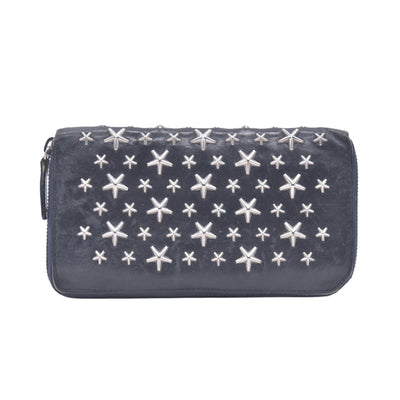 Jimmy Choo Star Zip Around Wallet Black CONSIGNMENT 10020937