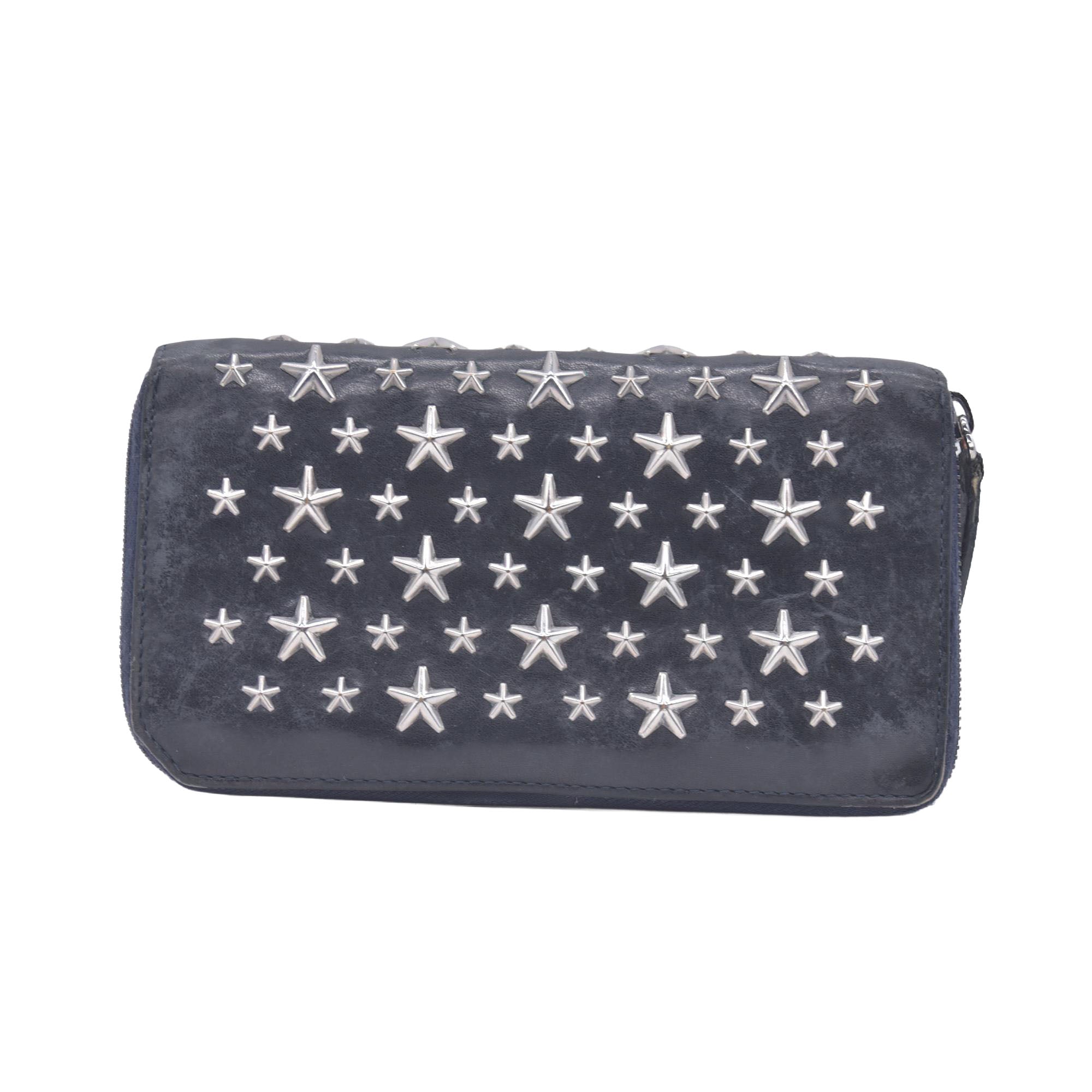 Jimmy Choo Star Zip Around Wallet Black CONSIGNMENT 10020937