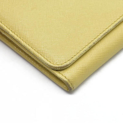 Prada Saffiano Metal Leather Continental Wallet Yellow