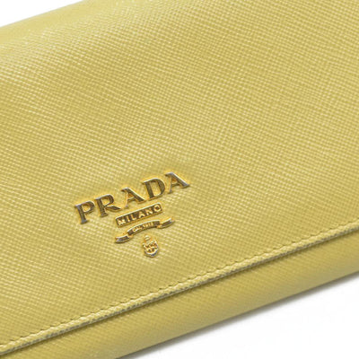 Prada Saffiano Metal Leather Continental Wallet Yellow