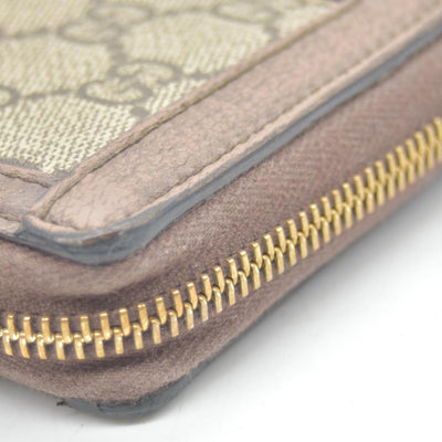$770 Gucci GG Ophidia Zip Around Wallet Beige Brown Canvas CONSIGNMENT