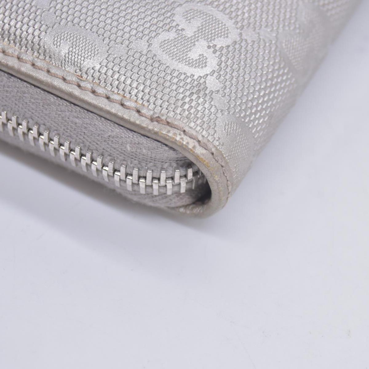 $770 2005 GUCCI GG Monogram Canvas GG Monogram Zip Around Wallet Wallet Metallic Grey CONSIGNMENT 10020940