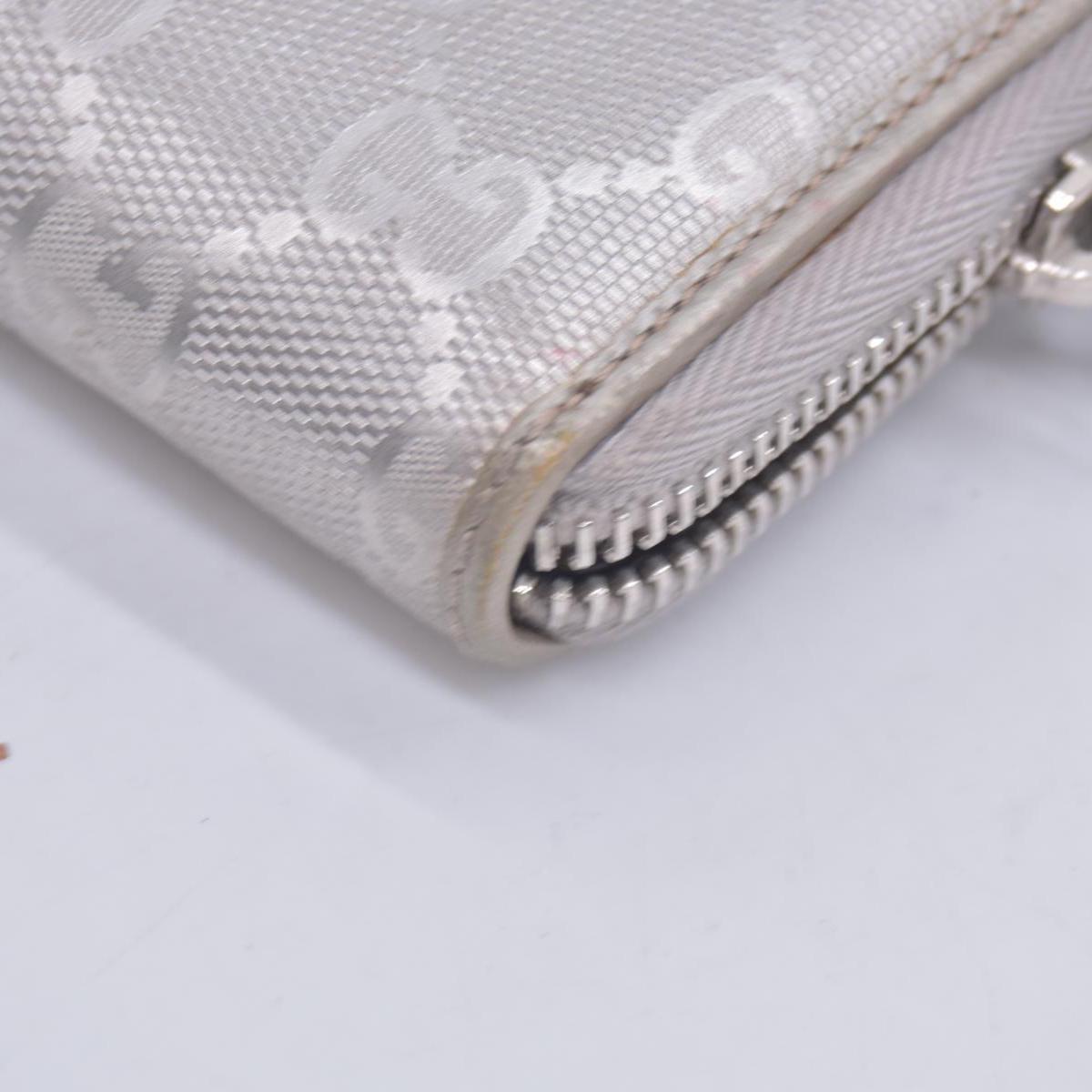 $770 2005 GUCCI GG Monogram Canvas GG Monogram Zip Around Wallet Wallet Metallic Grey CONSIGNMENT 10020940