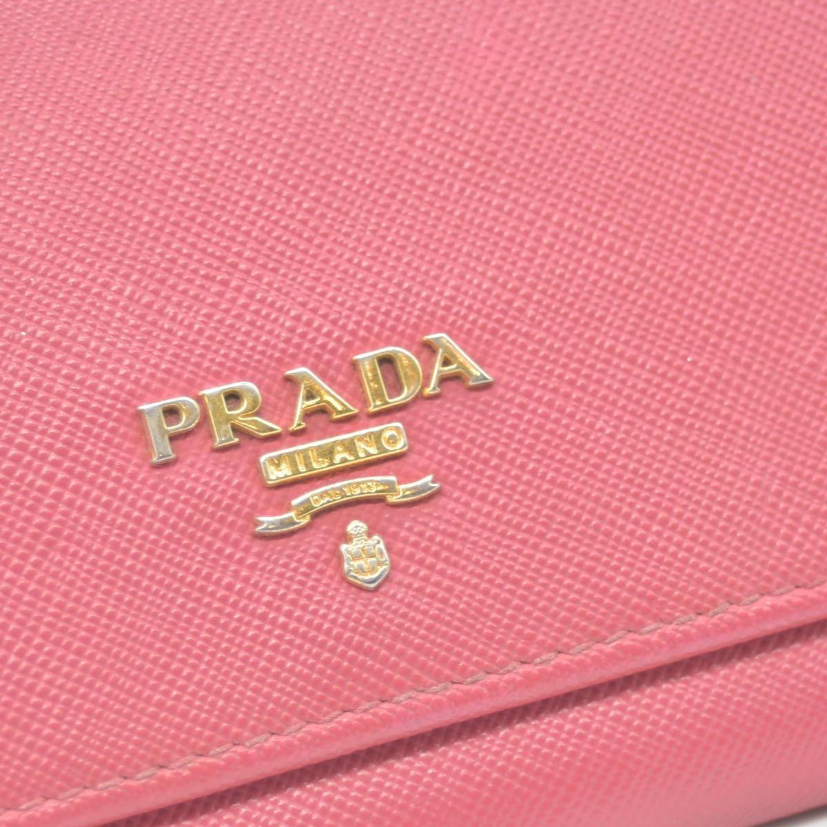 $975 Prada Saffiano Metal Continental Flap Wallet Pink CONSIGNMENT