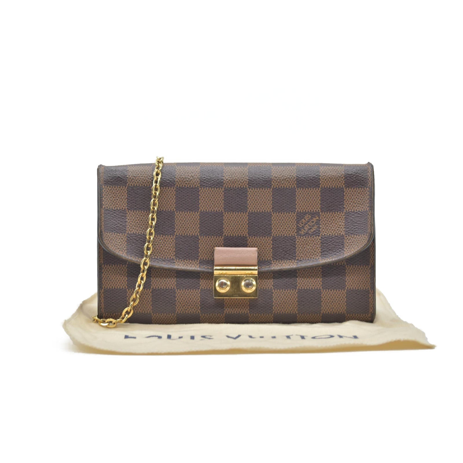 $1300 Louis Vuitton Damier Ebene Croisette Wallet on Chain