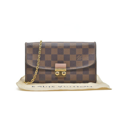 $1300 Louis Vuitton Damier Ebene Croisette Wallet on Chain