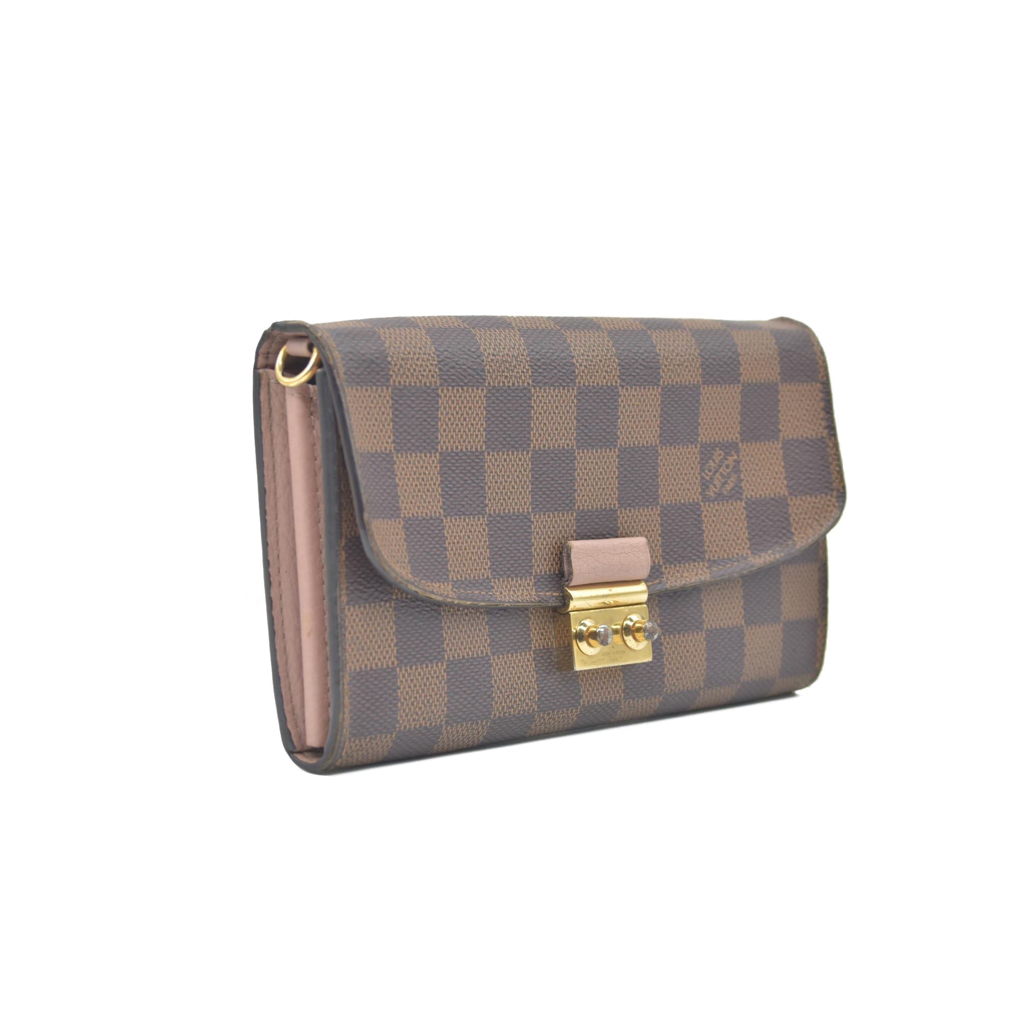 $1300 Louis Vuitton Damier Ebene Croisette Wallet on Chain