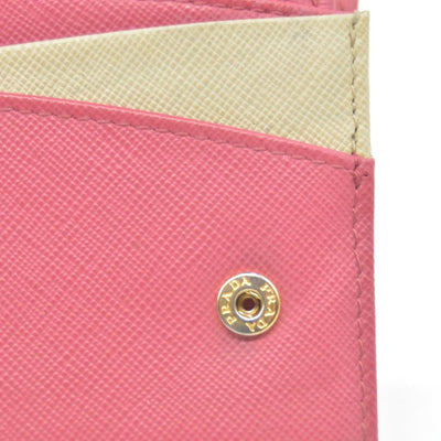 $975 Prada Saffiano Metal Continental Flap Wallet Pink CONSIGNMENT