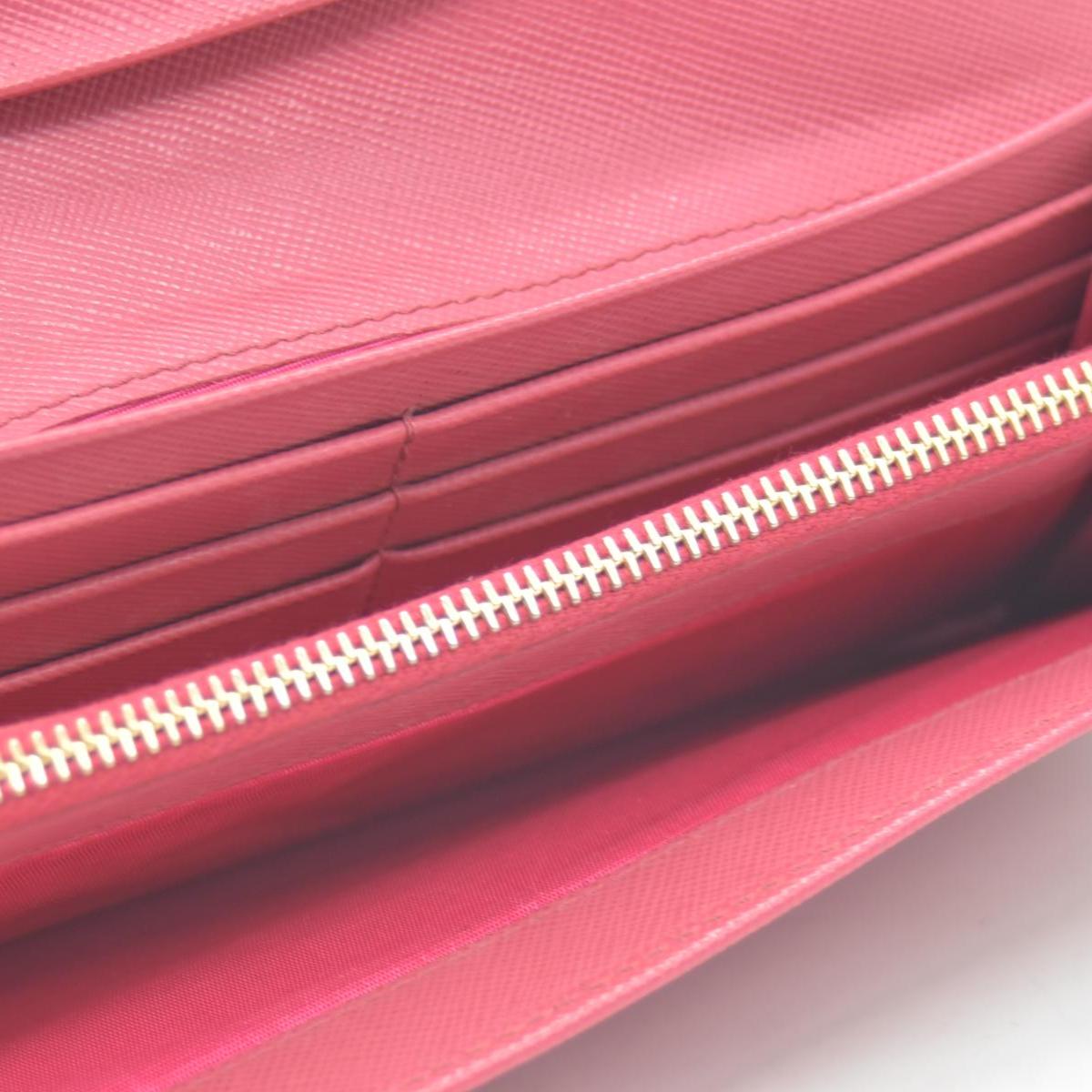 $975 Prada Saffiano Metal Continental Flap Wallet Pink CONSIGNMENT