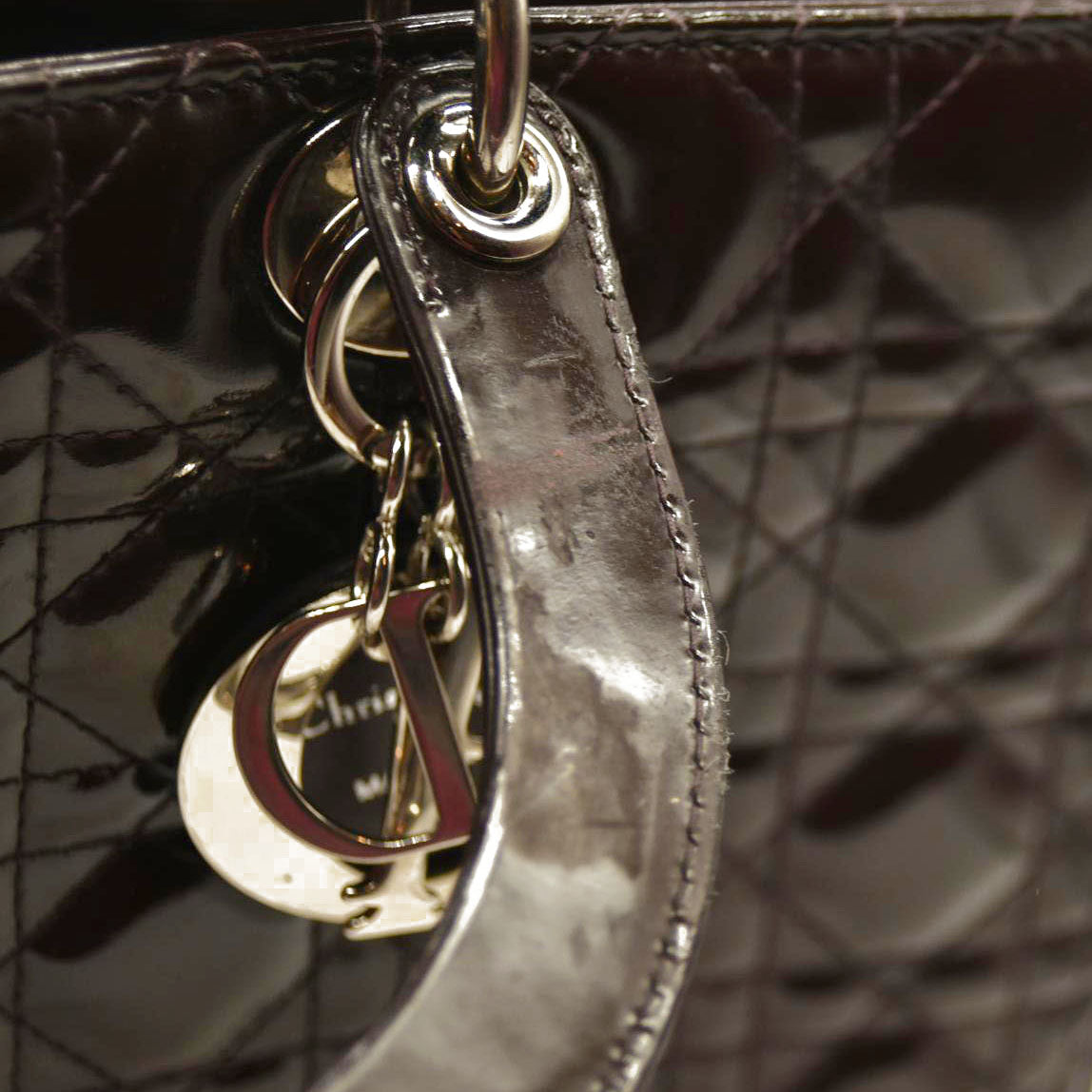 Christian Dior  Leather Cannage Large Lady Dior Burgundy