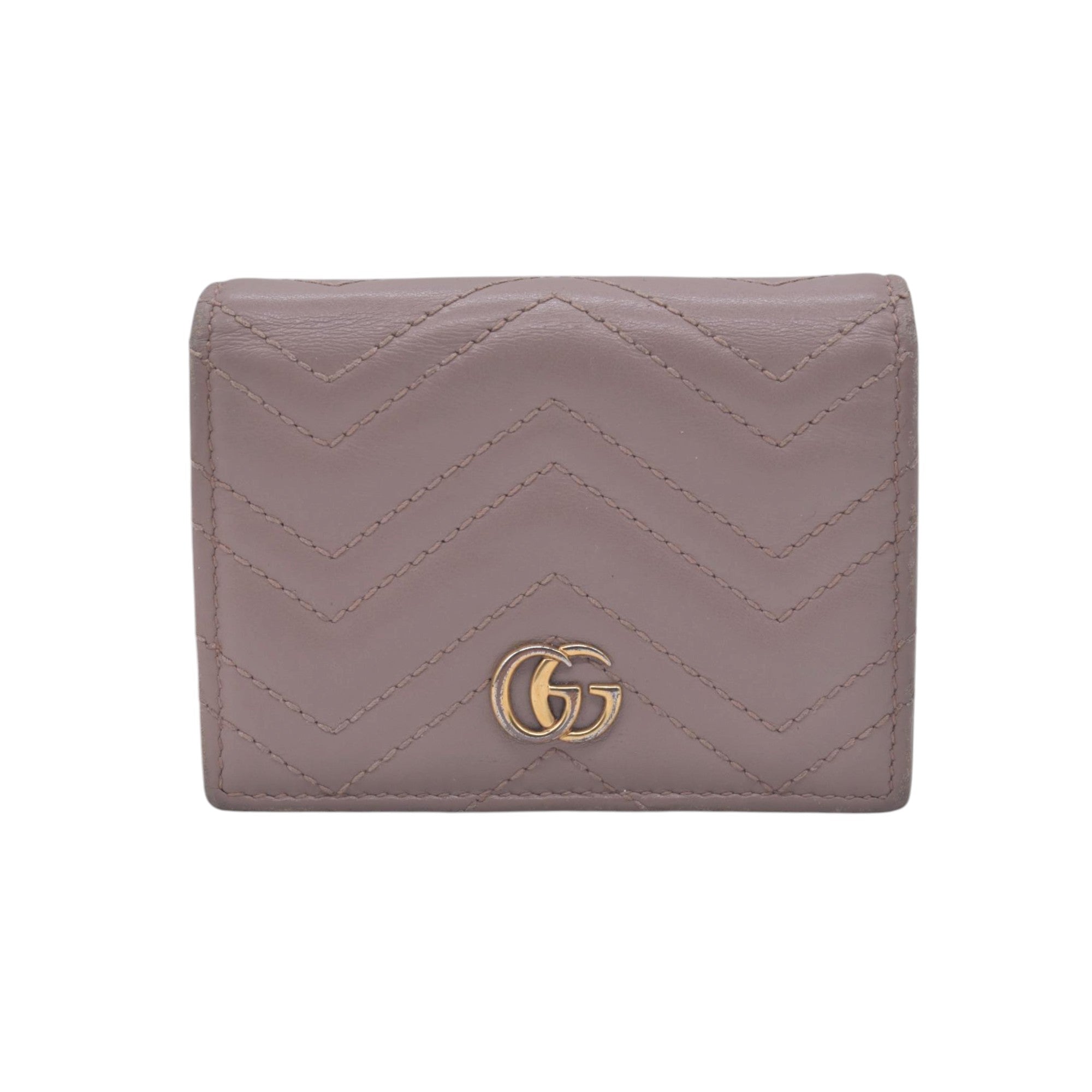 $550 GUCCI GG Marmont Matelasse Card Case Wallet Dusty Pink CONSIGNMENT 10021637