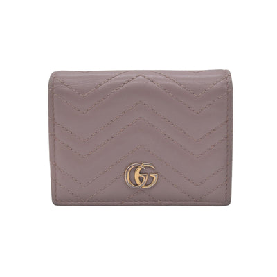$550 GUCCI GG Marmont Matelasse Card Case Wallet Dusty Pink CONSIGNMENT 10021637