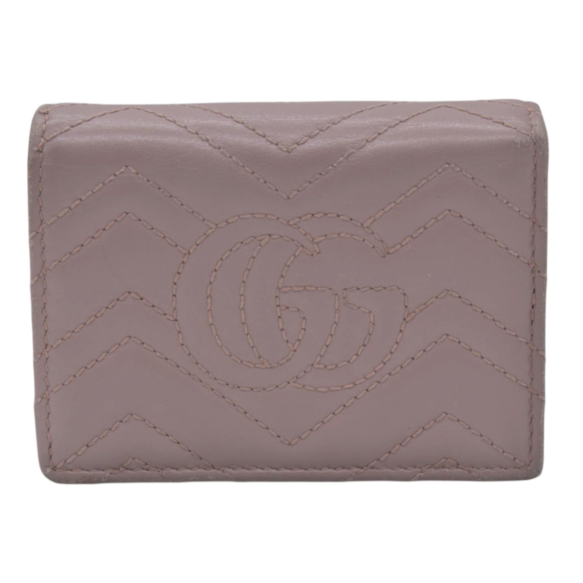 $550 GUCCI GG Marmont Matelasse Card Case Wallet Dusty Pink CONSIGNMENT 10021637