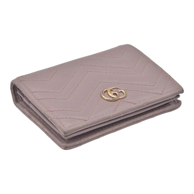$550 GUCCI GG Marmont Matelasse Card Case Wallet Dusty Pink CONSIGNMENT 10021637