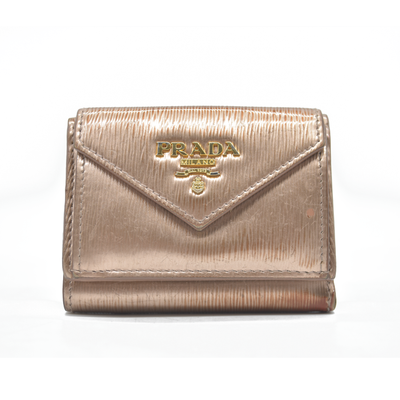 Prada Small Saffiano Vitello Move Leather Compact Wallet rose gold