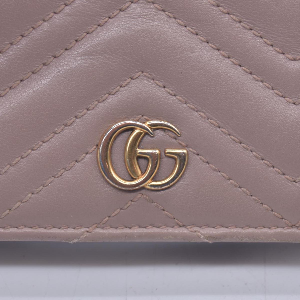 $550 GUCCI GG Marmont Matelasse Card Case Wallet Dusty Pink CONSIGNMENT 10021637