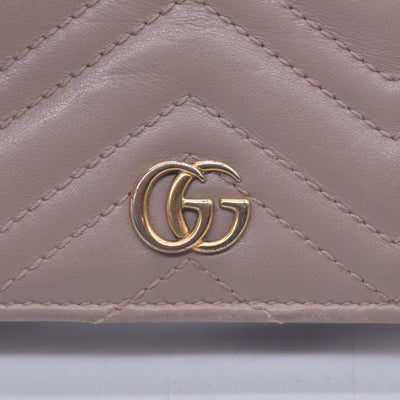 $550 GUCCI GG Marmont Matelasse Card Case Wallet Dusty Pink CONSIGNMENT 10021637