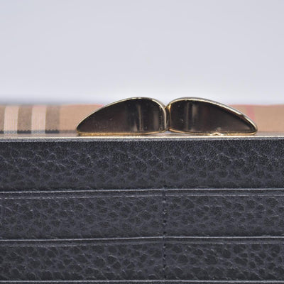 Burberry Unisex Nova Black Leather Bifold Credit Card Long Wallet CONSIGNMENT