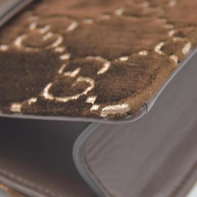 $2800 Gucci Velvet Moon Calfskin Crystal GG Monogram Small Dionysus Shoulder Bag Brown Vintage Cocoa Black Diamond