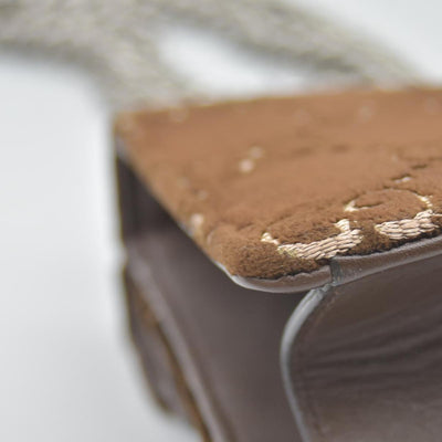 $2800 Gucci Velvet Moon Calfskin Crystal GG Monogram Small Dionysus Shoulder Bag Brown Vintage Cocoa Black Diamond