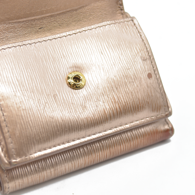 Prada Small Saffiano Vitello Move Leather Compact Wallet rose gold