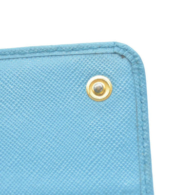 Prada Saffiano Metal Continental Flap Wallet Blue CONSIGNMENT