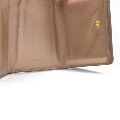 Prada Small Saffiano Vitello Move Leather Compact Wallet rose gold