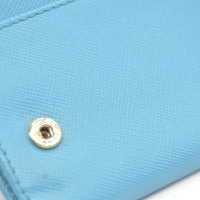 Prada Saffiano Metal Continental Flap Wallet Blue CONSIGNMENT
