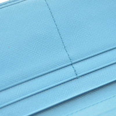 Prada Saffiano Metal Continental Flap Wallet Blue CONSIGNMENT