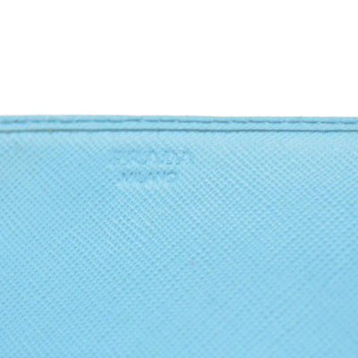 Prada Saffiano Metal Continental Flap Wallet Blue CONSIGNMENT
