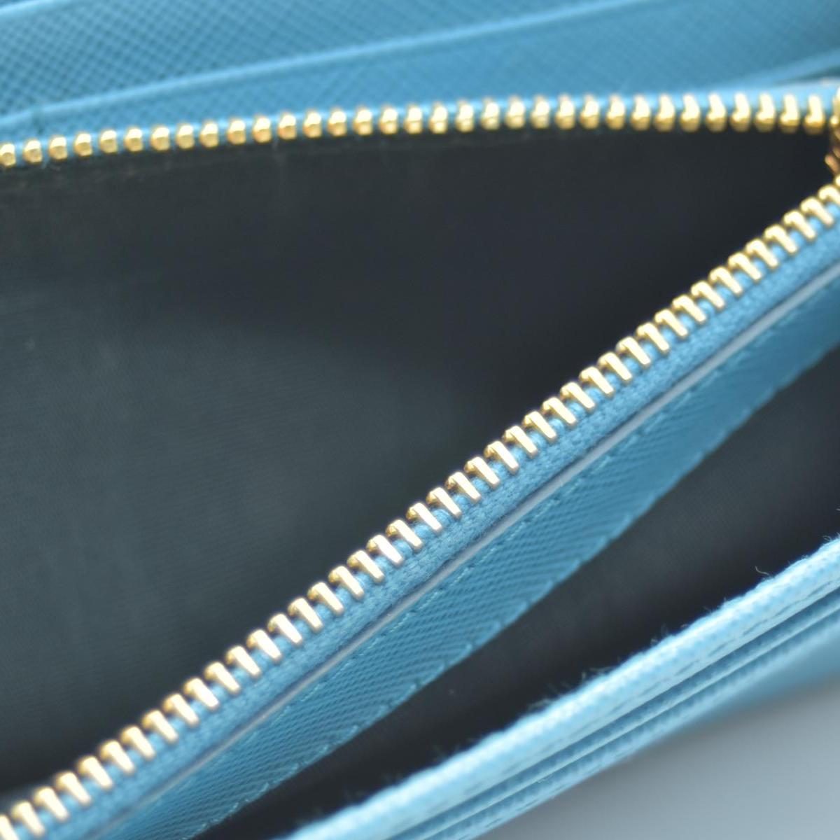 Prada Saffiano Metal Continental Flap Wallet Blue CONSIGNMENT