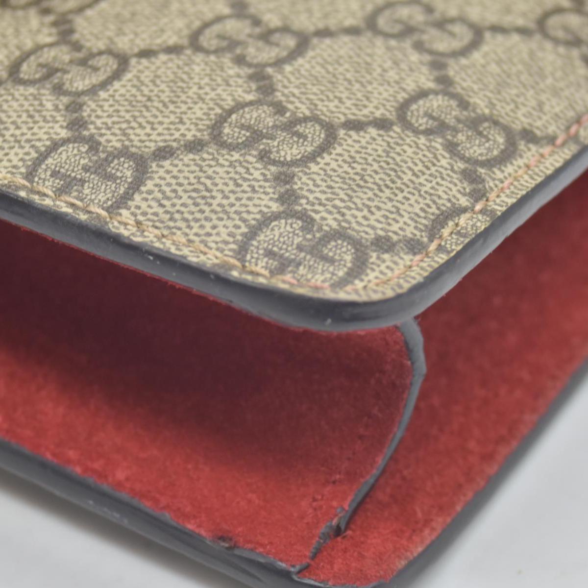 $2600 Gucci GG Supreme Monogram Suede Cudu Medium Dionysus Shoulder Bag Beige Ebony Vulcanic Red CONSIGNMENT