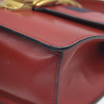 $1980 Gucci  Calfskin Mini Sylvie Chain Shoulder Bag Hibiscus Red