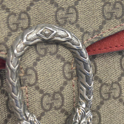 $2600 Gucci GG Supreme Monogram Suede Cudu Medium Dionysus Shoulder Bag Beige Ebony Vulcanic Red CONSIGNMENT