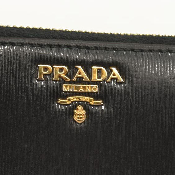 Prada  Saffiano Metal Zip Around Wallet Black
