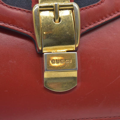 $1980 Gucci  Calfskin Mini Sylvie Chain Shoulder Bag Hibiscus Red