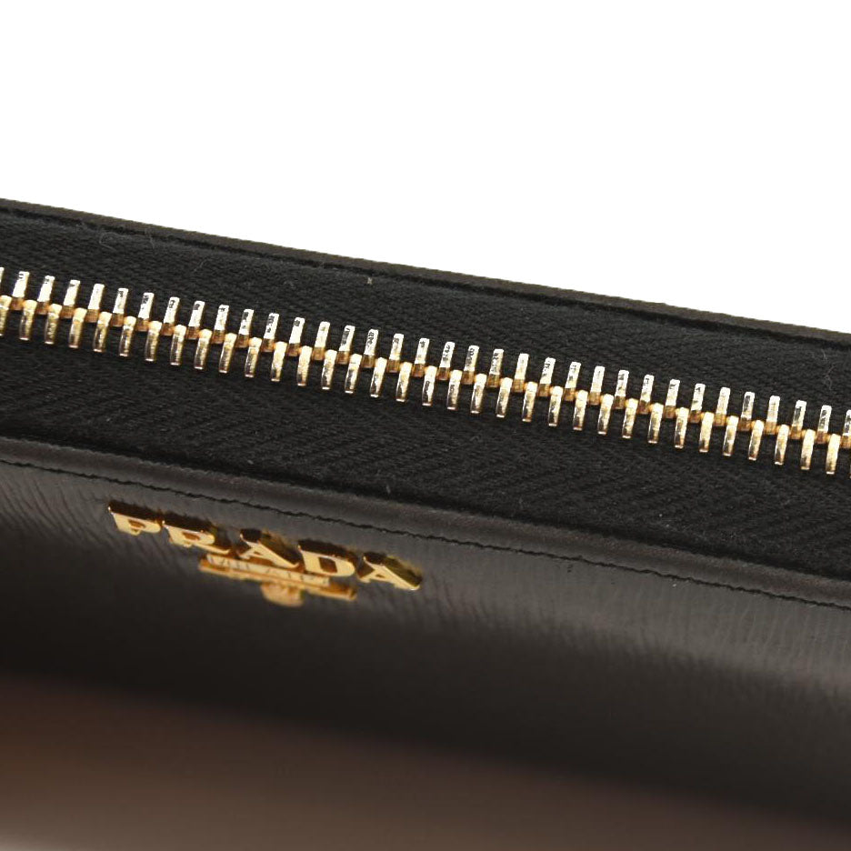 Prada  Saffiano Metal Zip Around Wallet Black