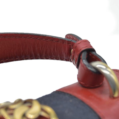 $1980 Gucci  Calfskin Mini Sylvie Chain Shoulder Bag Hibiscus Red