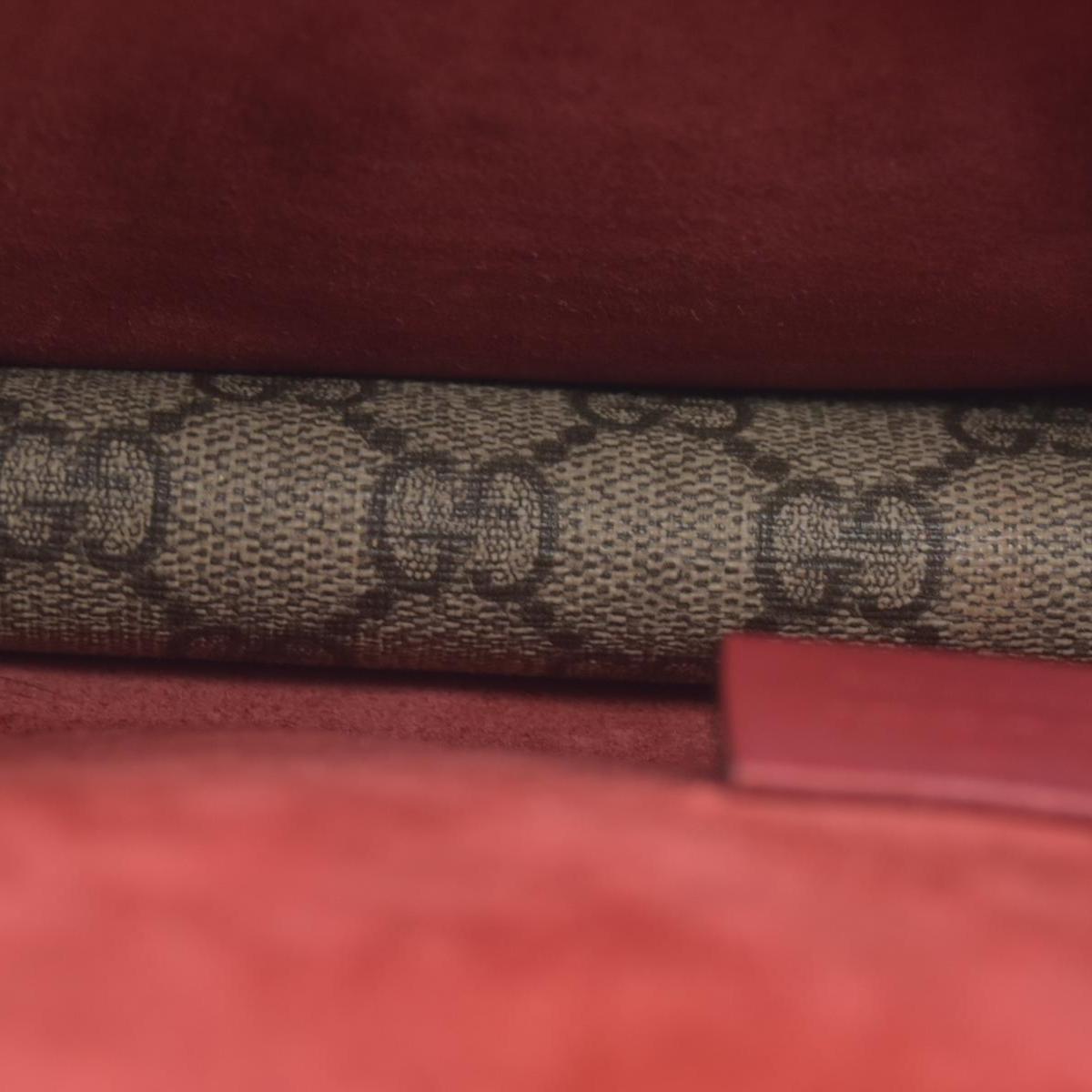 $2600 Gucci GG Supreme Monogram Suede Cudu Medium Dionysus Shoulder Bag Beige Ebony Vulcanic Red CONSIGNMENT