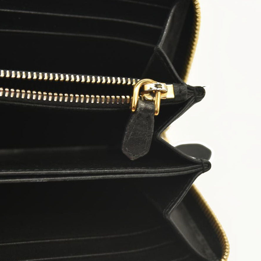 Prada  Saffiano Metal Zip Around Wallet Black