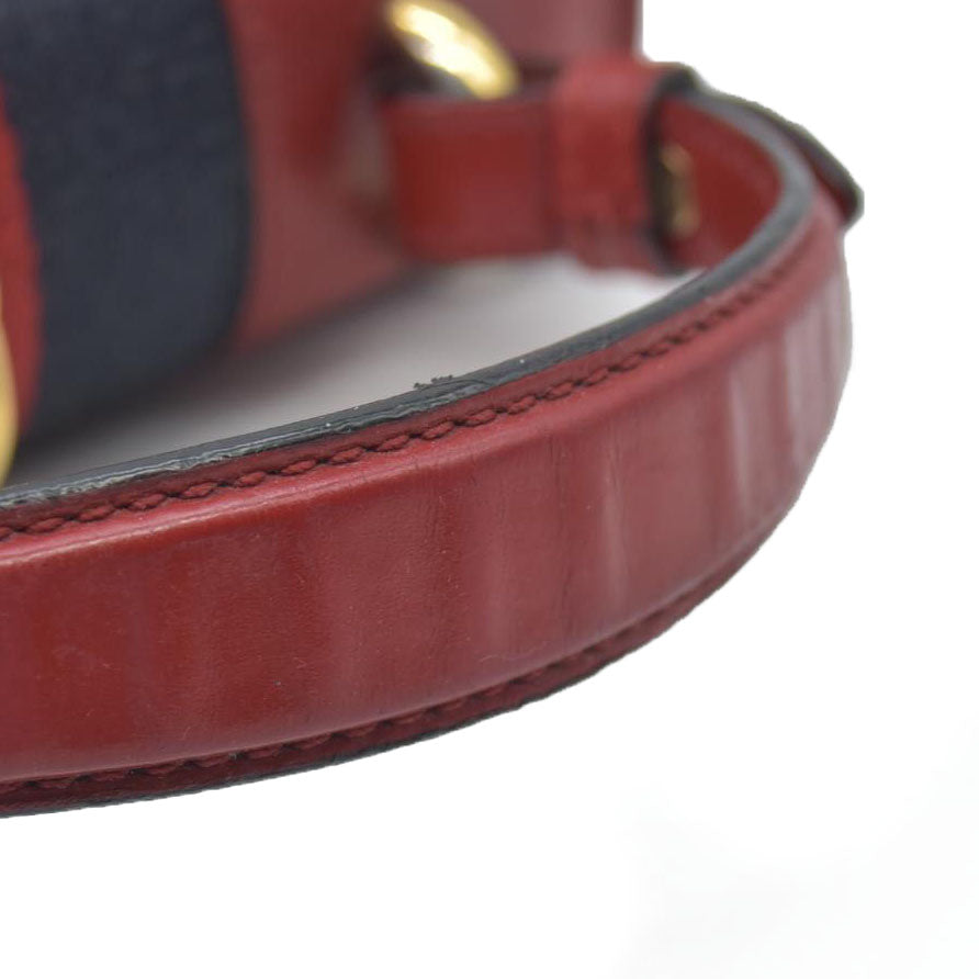 $1980 Gucci  Calfskin Mini Sylvie Chain Shoulder Bag Hibiscus Red