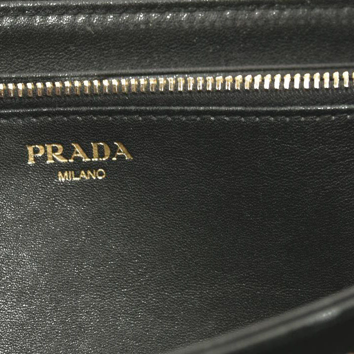 Prada  Saffiano Metal Zip Around Wallet Black
