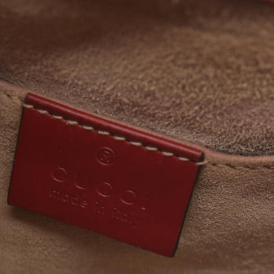 $1980 Gucci  Calfskin Mini Sylvie Chain Shoulder Bag Hibiscus Red