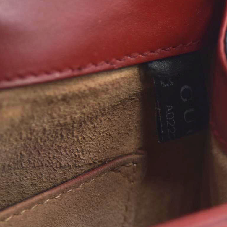 $1980 Gucci  Calfskin Mini Sylvie Chain Shoulder Bag Hibiscus Red