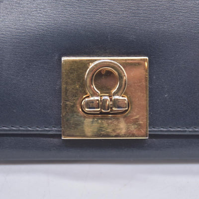 $795 Salvatore Ferragamo Gancini Continental Wallet Black CONSIGNMENT