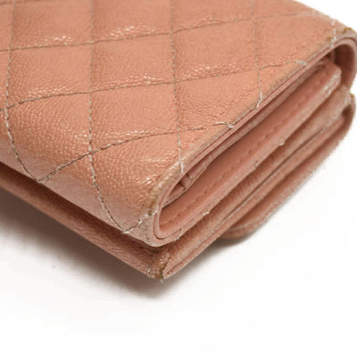 Chanel  Caviar Quilted Boy Flap Card Holder Wallet Light Pink 27*