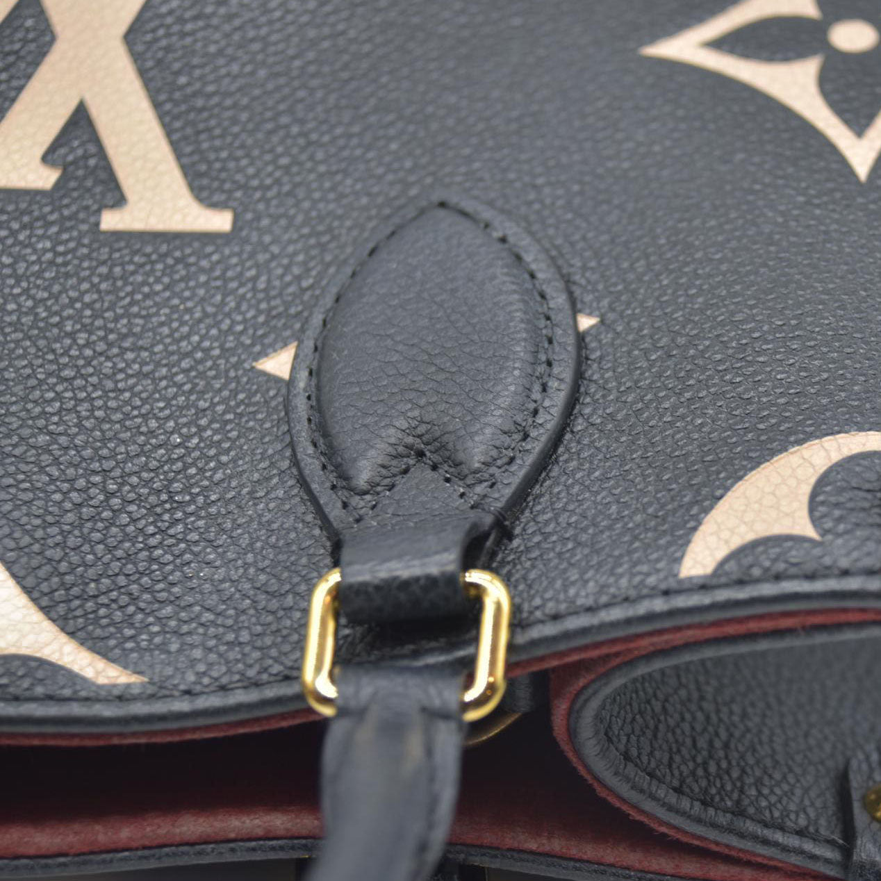 AUCTION $3550 Louis Vuitton Bicolor Monogram Empreinte Leather Onthego PM RFID
