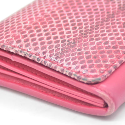 $790 BVLGARI Leather Bifold Long Wallet Pink Croc CONSIGNMENT