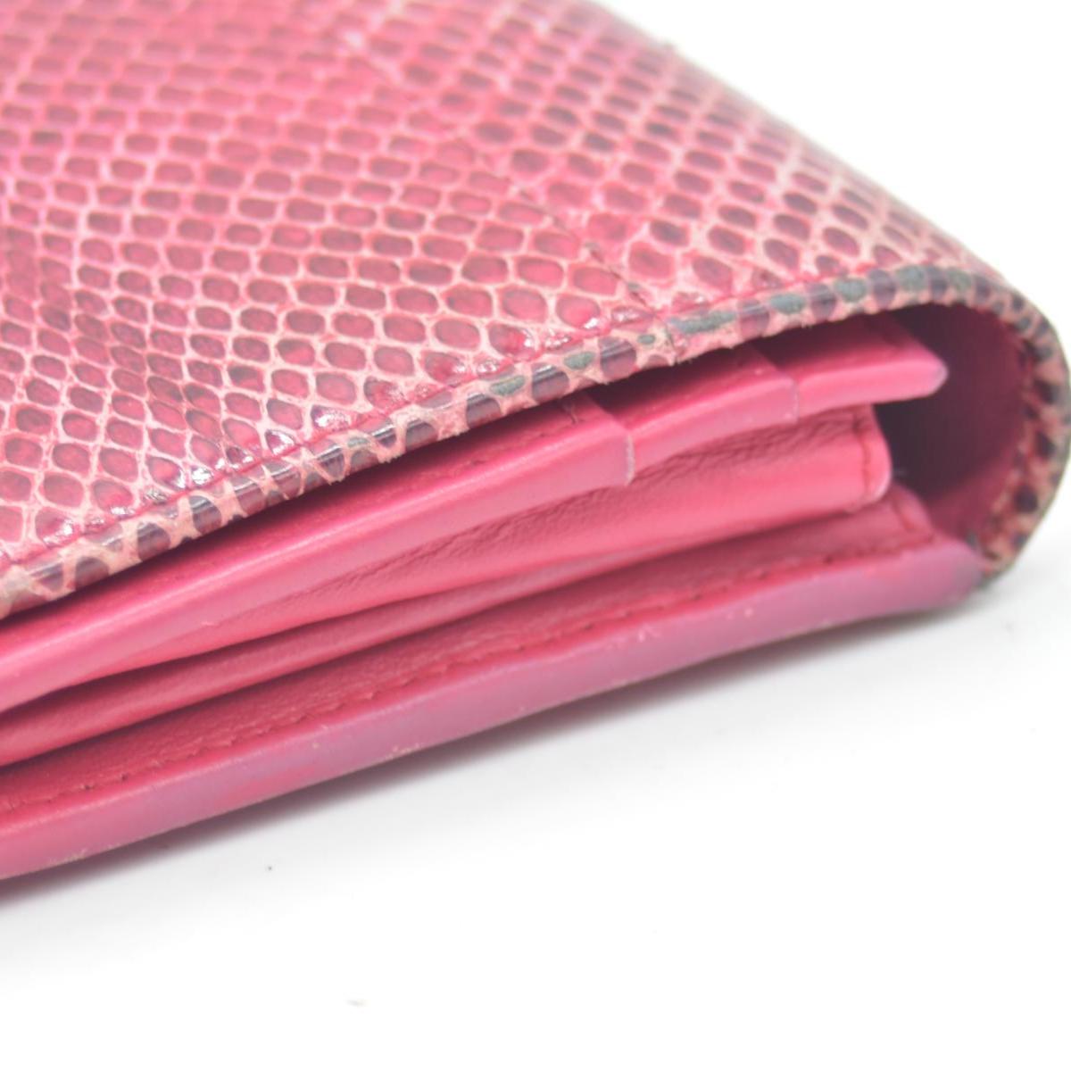 $790 BVLGARI Leather Bifold Long Wallet Pink Croc CONSIGNMENT